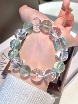 Natural Green Fluorite Dopamine Colorful Clear Crystal Bracelet
