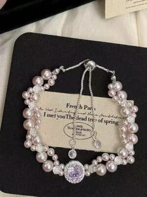 Diamond and pearl bracelet